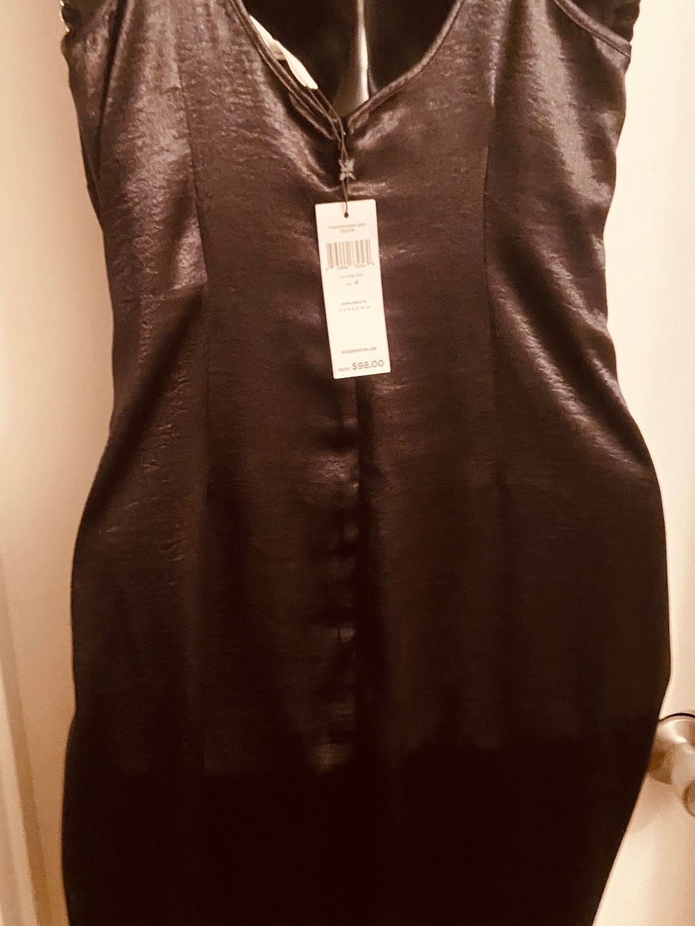 BCBG Black Satin Midi Wrap Dress - Picture 5 of 8